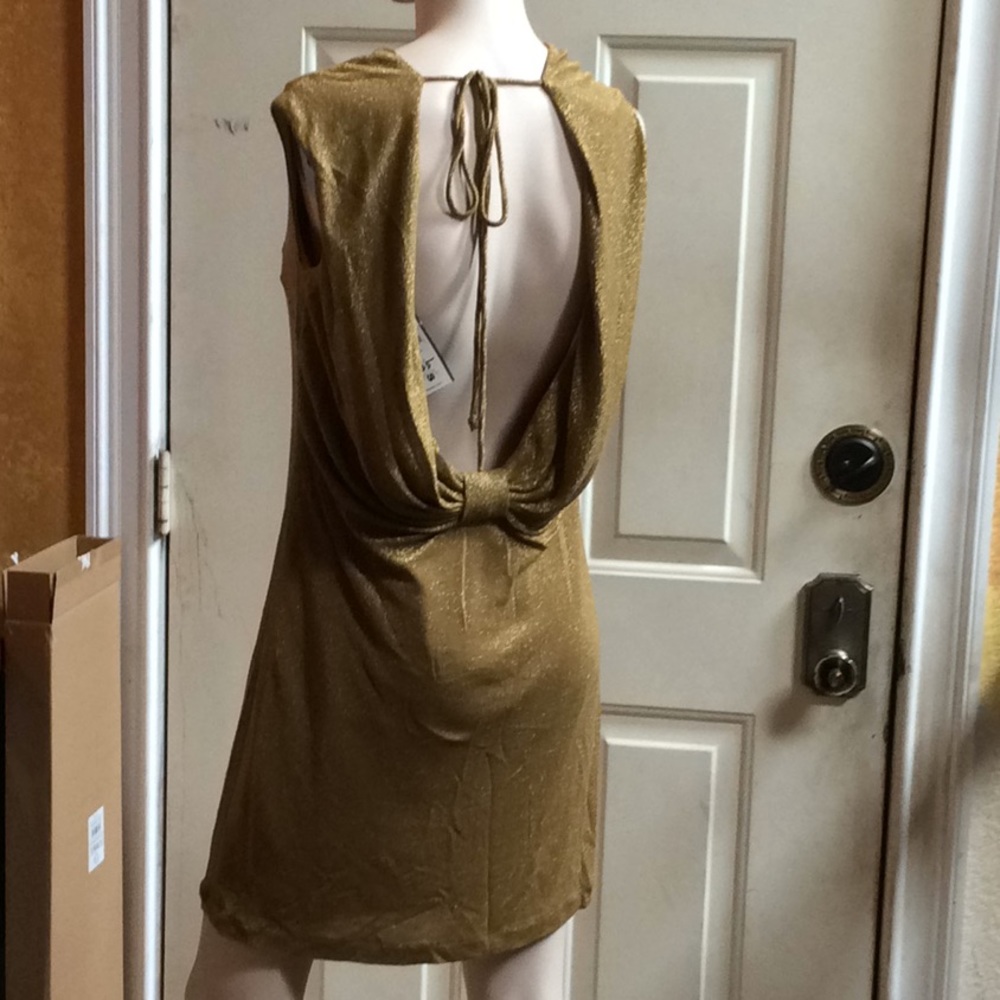 💕 new BCBGMaxAzria gold knit cocktail dress Sz S
